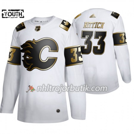 Barn Ishockey Calgary Flames tröja David Rittich 33 Adidas 2019-20 Golden Edition Vit Authentic